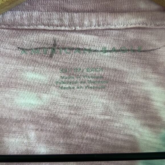 American Eagle Tie Dye Knot Front Lettuce Edge Top Tee Blouse XS - Picture 3 of 6